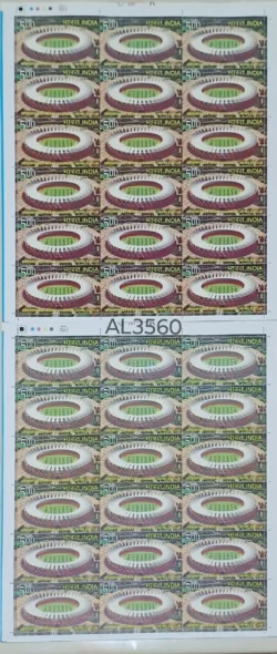 India 2010 Jawaharlal Nehru Stadium Error Red Colour Dry Print UMM Sheet Rare - AL3560
