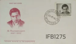 India 1962 Srinivasa Ramanujan FDC Calcutta Cancellation - IFB01275 India 1962 Srinivasa Ramanujan FDC Calcutta Cancellation - IFB01275