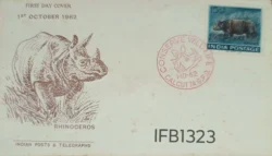 India 1962 Conserve Wild Life Rhinoceros FDC Red Calcutta Cancellation - IFB01323