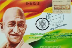 India 2015 Charkha Gandhi Picture Postcard cancelled - IFB01531