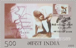 India 2005 Dandi March Mahatma Gandhi Picture Postcard Dandi cancelled - IFB01589