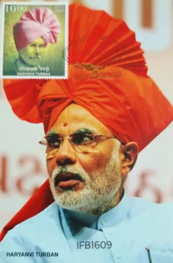 India 2017 Haryanvi Turban Headgears of India Narendra Modi Picture Postcard Pictorial cancelled - IFB01609