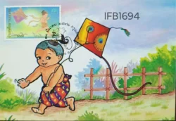 Thailand 1999 Children's Day Kite Flying Activities Picture Postcard Pictorial cancelled - IFB01694