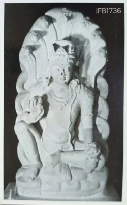 India Nalanda Serpent Hooded Deity Stone Picture Postcard - IFB01736