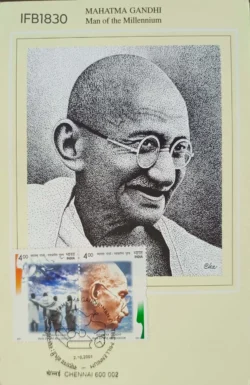 India 2001 Mahatma Gandhi Man of Millennium Se-tenant Picture Postcard cancelled - IFB01830