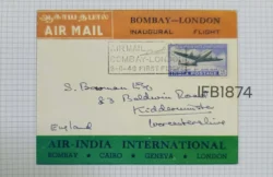 India 1948 Bombay London Inaugural Flight Picture Postcard Replica of Old Rare Indian Covers Issued By Department of Post India - IFB01874