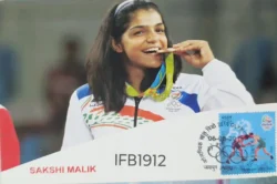 India 2016 Sakshi Malik Wrestling Rio Olympics Picture Postcard Pictorial cancelled - IFB01912