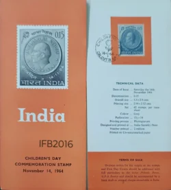 India 1964 Children's Day Nehru Brochure Calcutta cancelled IFB02016