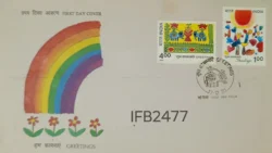India 1990 Greetings Paintings 2v stamps FDC New Delhi cancelled IFB02477