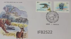 India 1986 50 Years of Corbett National Park Crocodile Elephant 2v stamps FDC New Delhi cancelled IFB02522