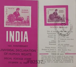 India 1963 Eleanor Roosevelt 15th Anniversary of Universal Declaration of Human Rights Brochure cancelled IFB02537
