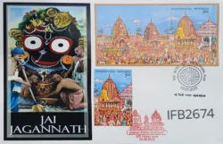 India 2010 and 2022 Rath Yatra Hinduism Special Cover with Miniature sheet and stamp tied and New Delhi and Puri cancelled IFB02674
