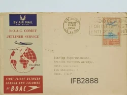 UK Great Britain 1952 B.O.A.C. Comet Jetliner Service London and Colombo First Flight Cover IFB02888