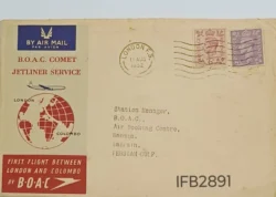 UK Great Britain 1952 B.O.A.C. Comet Jetliner Service London and Colombo First Flight Cover IFB02891