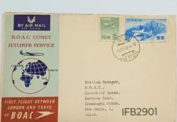 UK Great Britain 1953 B.O.A.C. Comet Jetliner Service London and Tokyo First Flight Cover IFB02901