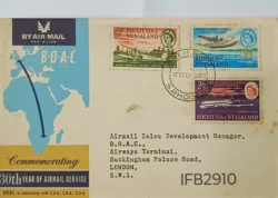 Rhodesia & Nysaland 1962 London Rhodesia 30th Year of Airmail Service Flight Cover IFB02910