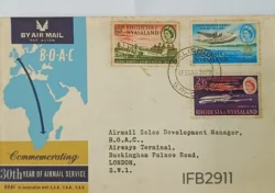 Rhodesia & Nysaland 1962 London Rhodesia 30th Year of Airmail Service Flight Cover IFB02911