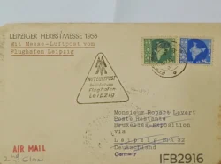 India 1958 Leipzig Autumn Fair with trade fair airmail from Leipzig Airport Special Carried Cover IFB02916