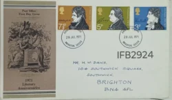 UK Great Britain 1971 Literary Anniversaries FDC Brighton Cancelled IFB02924