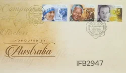 Australia 2015 Honored Mother Teresa Nelson Mandela Raqul Wallenberg FDC Cancelled IFB02947
