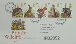 UK Great Britain 1977 British Wildlife Animals FDC Nottingham Cancelled IFB02952