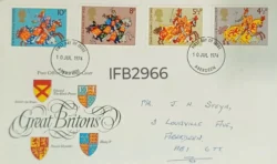 UK Great Britain 1974 Great Britons Coats of Arms FDC Aberdeen Cancelled IFB02966