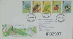 UK Great Britain 1985 Insects Dragonfly Beetle Cricket FDC Birmingham Cancelled IFB02997