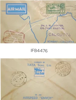 India Pre Independence 1935 Bombay-Calcutta Tata Sons in an Envoy AIRMAIL RARE IFB04476