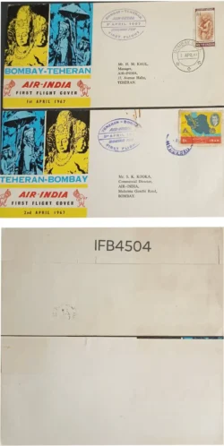 India 1967 Bombay-Tehran-Bombay Air-India Set of 2 Covers First Flight Cover IFB04504