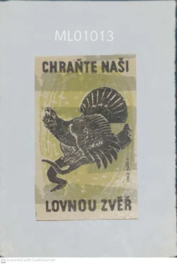 Czechoslovakia Protect Us Huniting Animals Birds Matchbox Label - ML01013