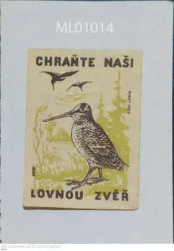 Czechoslovakia Protect Us Huniting Animals Birds Matchbox Label - ML01014