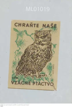 Czechoslovakia Protect Us Huniting Animals Birds Matchbox Label - ML01019