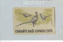 Czechoslovakia Protect Us Huniting Animals Birds Matchbox Label - ML01021