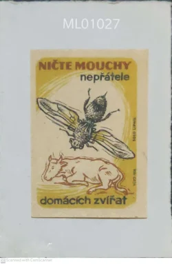 Czechoslovakia Nichte Mouchy No to Flies Domestic Animals Matchbox Label - ML01027