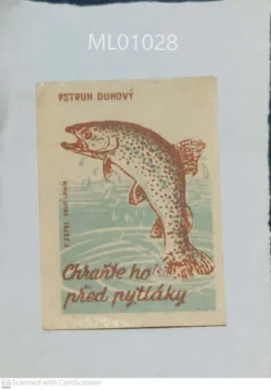 Czechoslovakia Protect him from poachers Fish Matchbox Label - ML01028