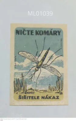 Czechoslovakia Nichte Komary No to Flies Matchbox Label - ML01039