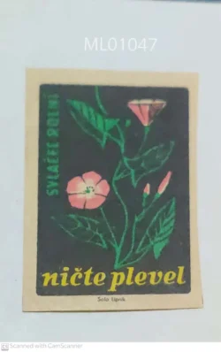 Czechoslovakia Flowers No Weeds Matchbox Label - ML01047