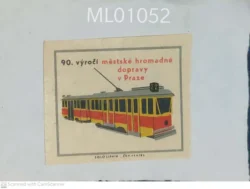 Czechoslovakia 90 Years of Public Transport in Prague Matchbox Label - ML01052