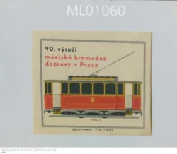 Czechoslovakia 90 Years of Public Transport in Prague Matchbox Label - ML01060