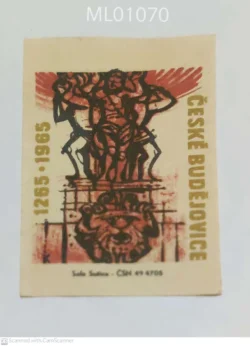 Czechoslovakia Sculpture Emblem Czechoslovakia BUDEJOVICE Matchbox Label - ML01070