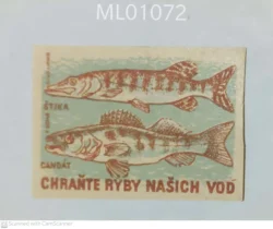 Czechoslovakia PROTECT THE FISH OF OUR WATERS Matchbox Label - ML01072