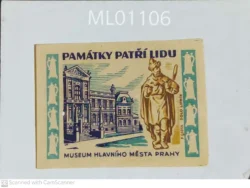 Czechoslovakia Monuments Belong to the People Prague Museum Matchbox Label - ML01106