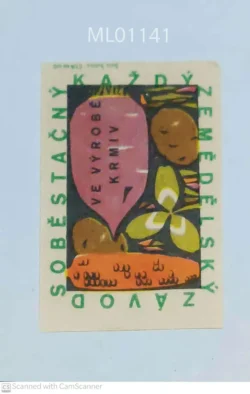 Czechoslovakia Production Feed Agriculture Self Sufficient Matchbox Label - ML01141