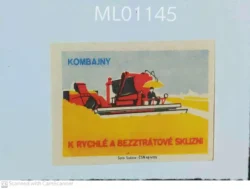 Czechoslovakia Combine Harvesters for Quick and Loss Free Harvesting Matchbox Label - ML01145