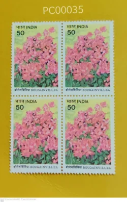 India 1985 Flower Bougainvillea UMM blk of 4 - PC00035