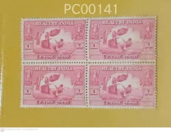 India 1950 Healthy India Label Stain on Gum blk of 4 UMM - PC00141