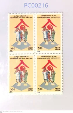 India 1994 International Year of the Family UMM Blk of 4 - PC00216
