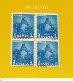 India 1955 Women with Charkha Gandhi Theme Blk of 4 UMM - PC00375