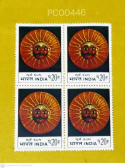India 1974 Indian Masks Sun UMM Blk of 4 - PC00446