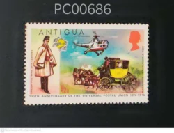 Antigua 100th Annoversary of the UPU Cart Helicopter Postman PC00686